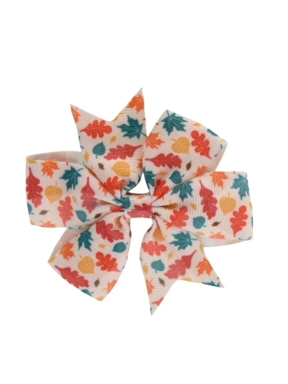Hair Bows For Kids Leaf & Plaid Patterns Set Of 2 Fall Thanksgiving